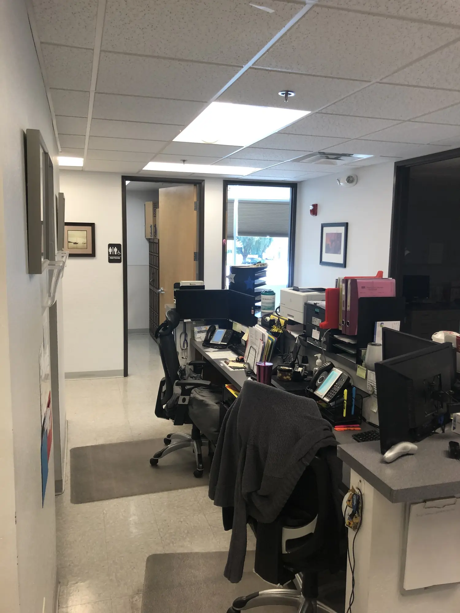 An open office with workstations.